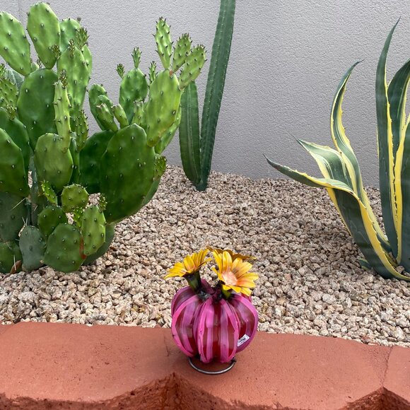 Handpainted Metal Mini Bisnaga Cactus Yard Art Garden Decor - Picture 7 of 14